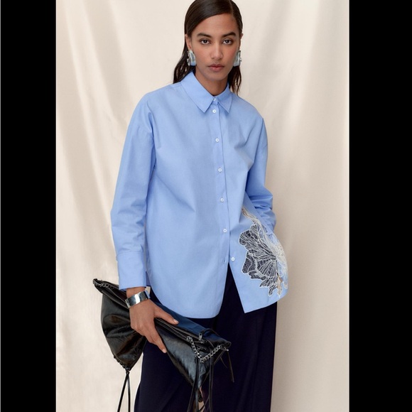 EMBROIDERED FLOWER POPLIN SHIRT - Picture 7 of 11